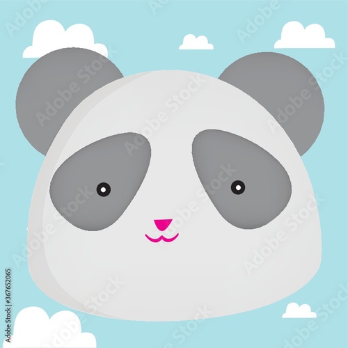 panda face on cloud background