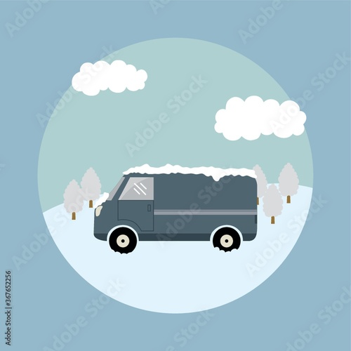 van in winter