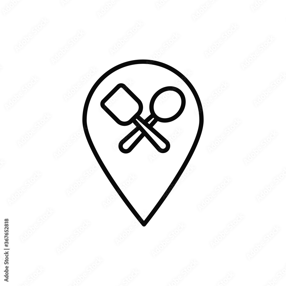 Location pin, restaurant icon. Simple line, outline vector elements of public catering icons for ui and ux, website or mobile application Location pin, restaurant icon. Simple line, outline vector elements of public catering icons for ui and ux, website or mobile application