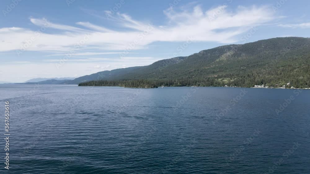 Aerial panorama over Flathead Lake and mountains, Montana, USA Aerial panorama over Flathead Lake and mountains, Montana, USA