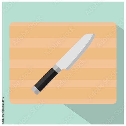 knife with cutting board