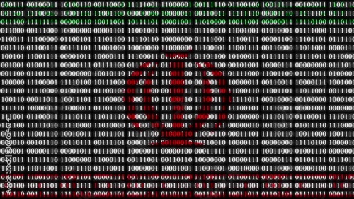Iran Flag in Digital Binary Numbers cyber style matrix