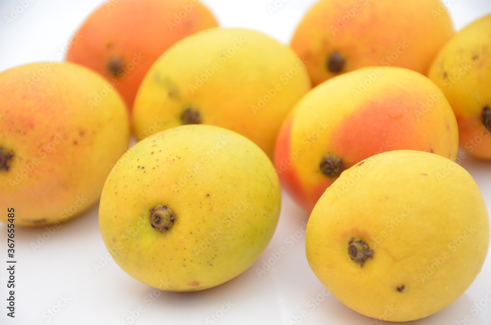 bunch the red yellow mango isolated in white background bunch the red yellow mango isolated in white background