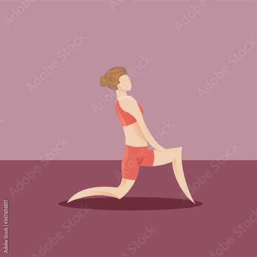 girl practising yoga in low lunge pose
