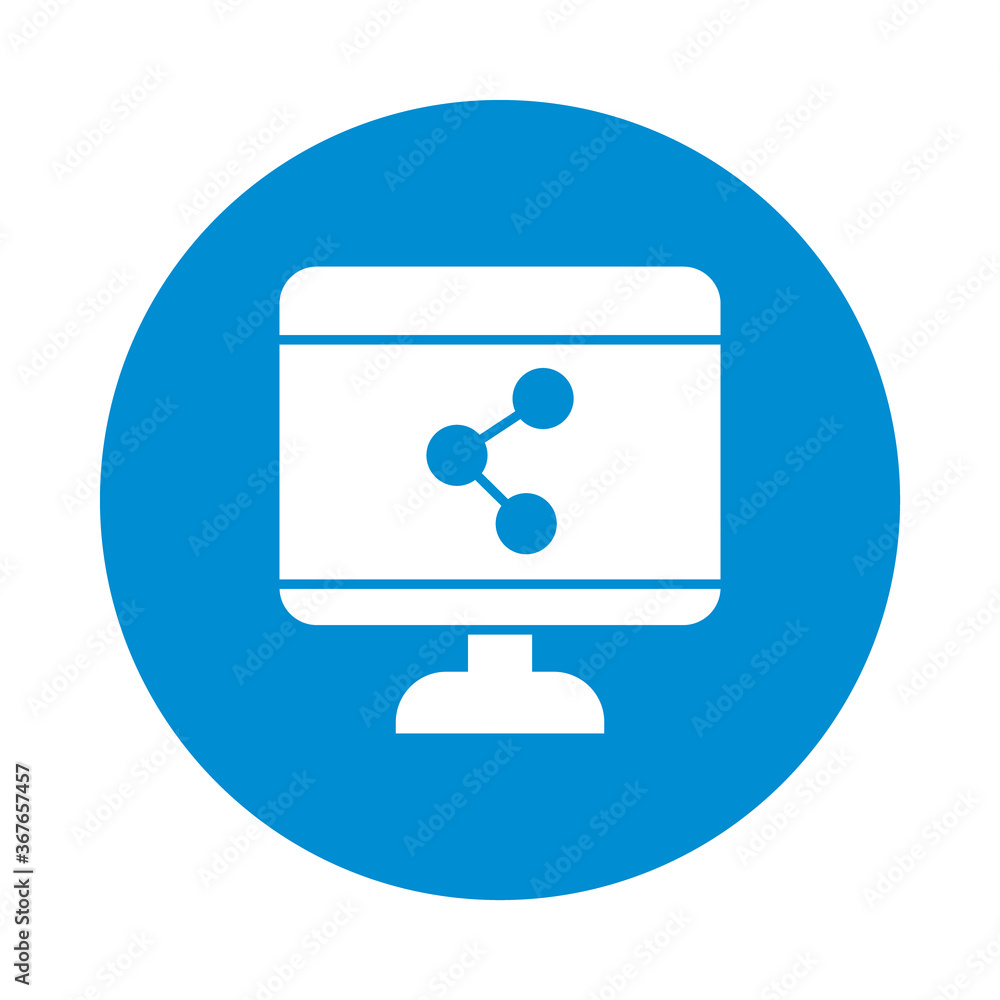 computer monitor with share symbol icon, block style computer monitor with share symbol icon, block style