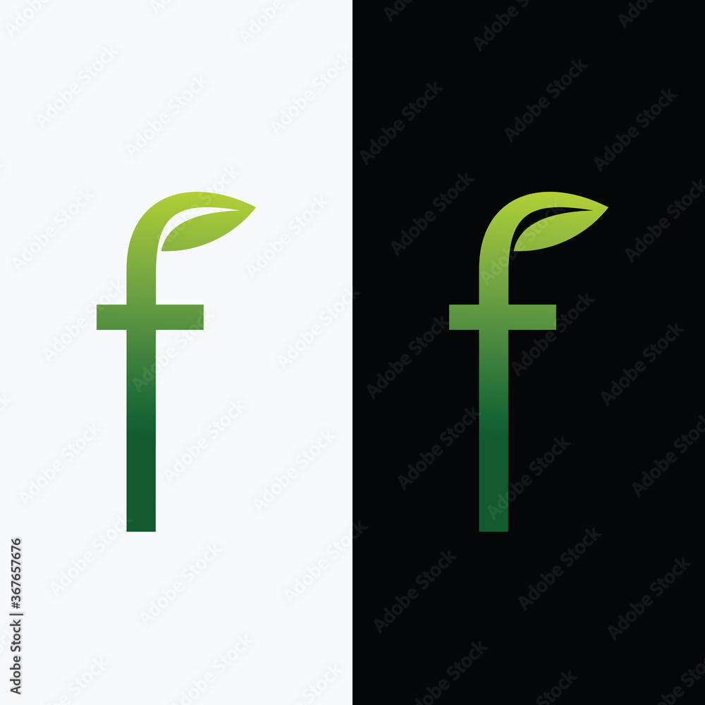 letter F and leaf logo concept design vector template, nature leaf logotype letter F and leaf logo concept design vector template, nature leaf logotype