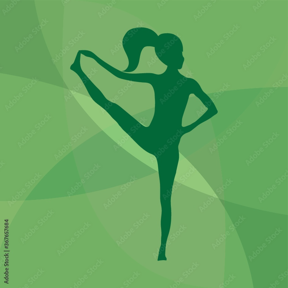 girl silhouette practising yoga in extended hand-to-big-toe pose