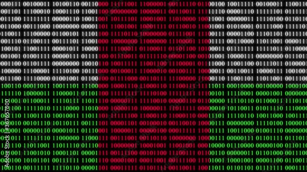 Central African Republic Flag in Digital Binary Numbers cyber style matrix Central African Republic Flag in Digital Binary Numbers cyber style matrix