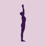 girl silhouette practising yoga in upward salute pose