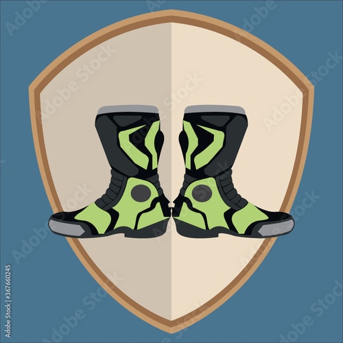 racing boots on shield