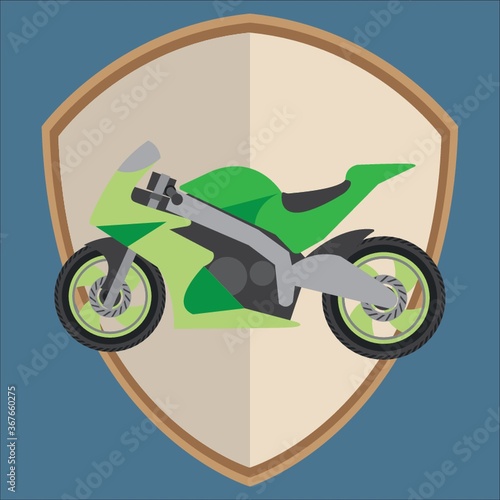 racing motorbike on shield