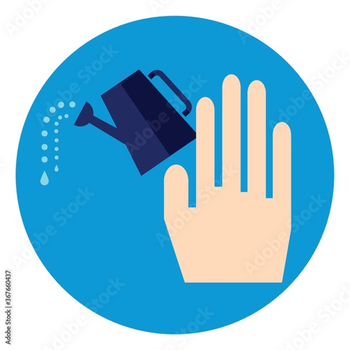 watering can and hand