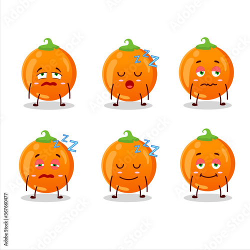 Cartoon character of halloween orange candy with sleepy expression