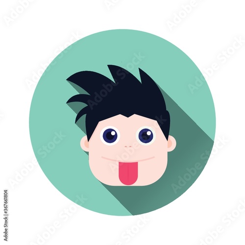 boy with tongue out of cheek