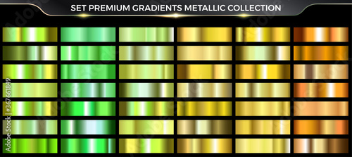 Gold and green gradient set collection, Gradient colorful palette and texture.