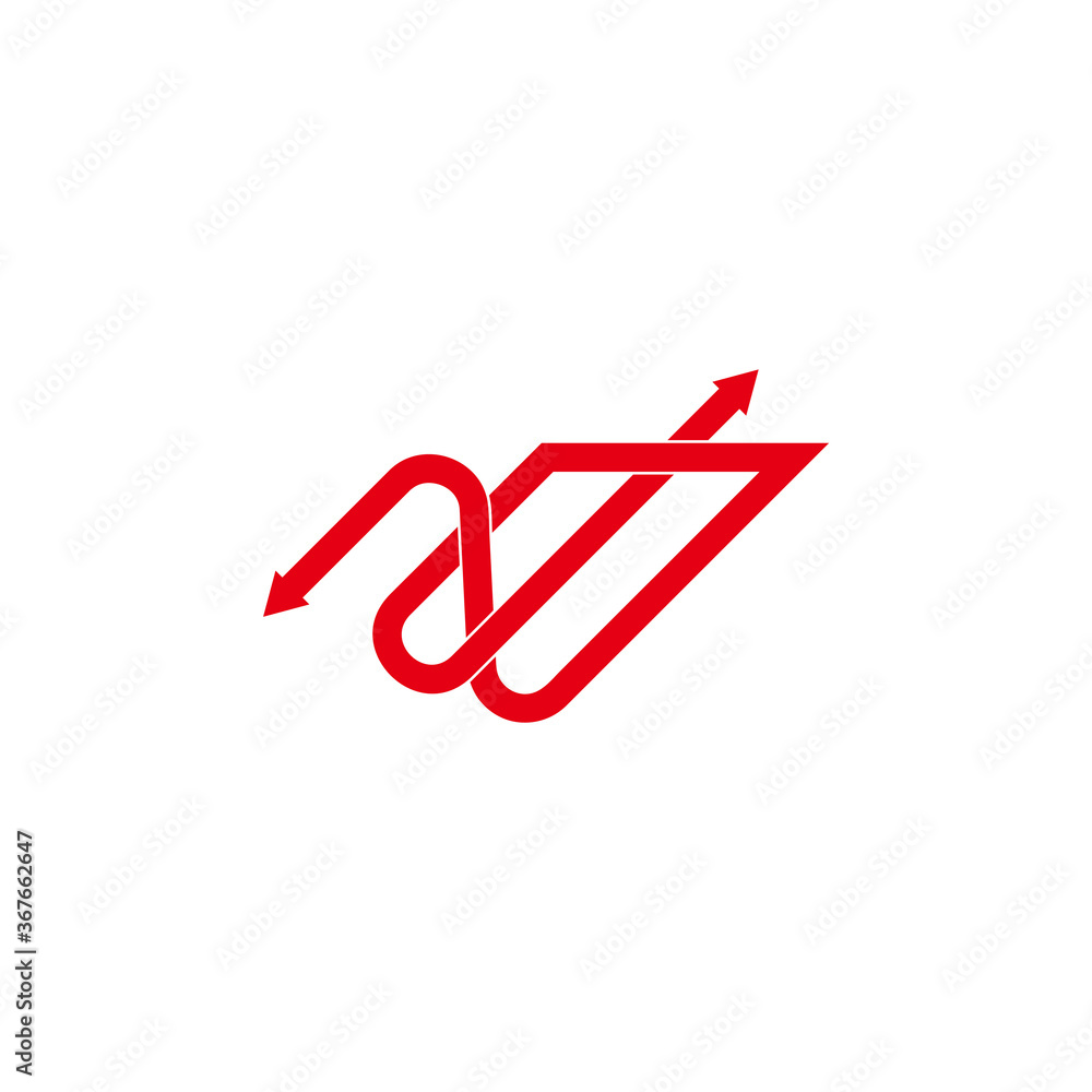 abstract letter nm linked arrows geometric lines logo vector abstract letter nm linked arrows geometric lines logo vector