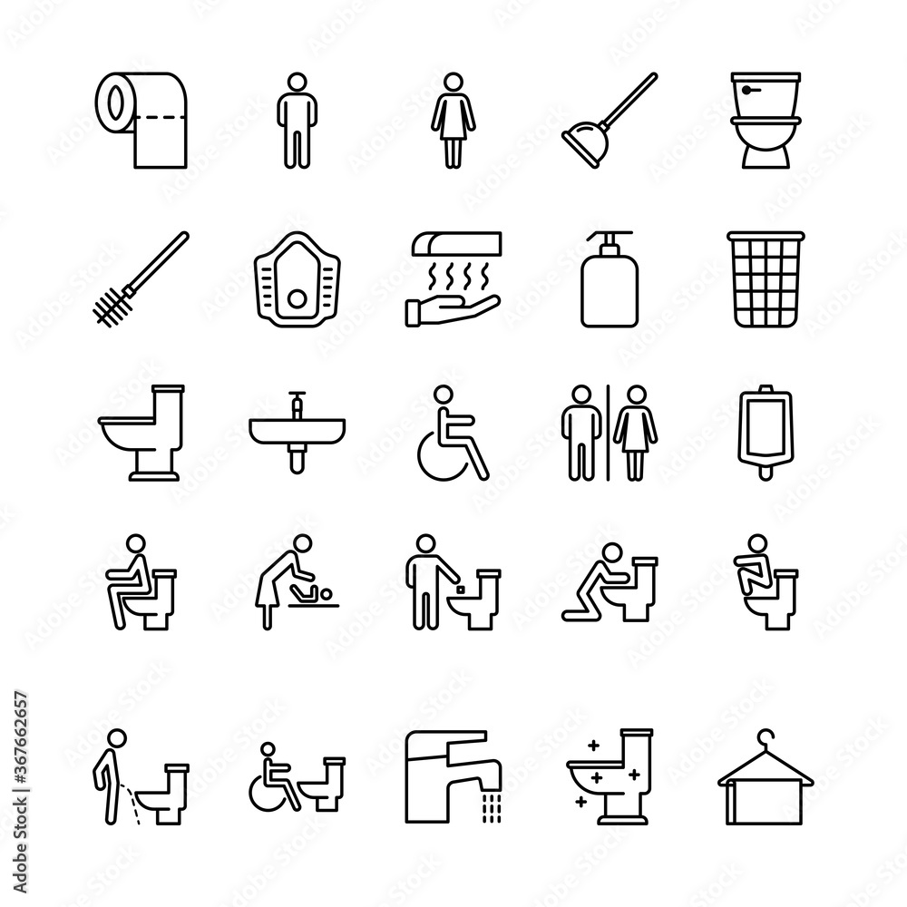 Set of toilet sign outline icon set Stock Vector | Adobe Stock