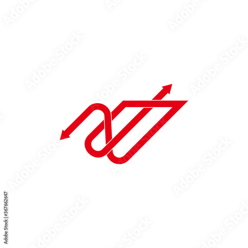 abstract letter nm linked arrows geometric lines logo vector