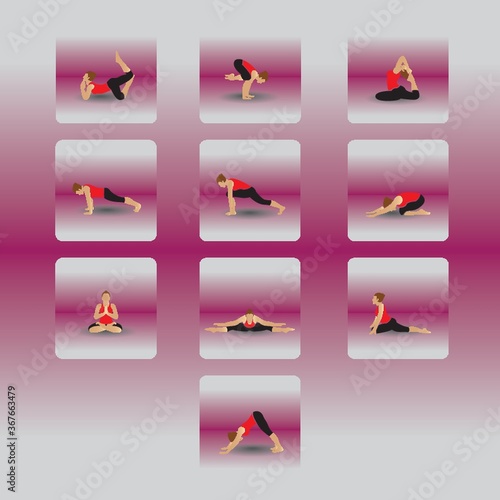set of yoga icons