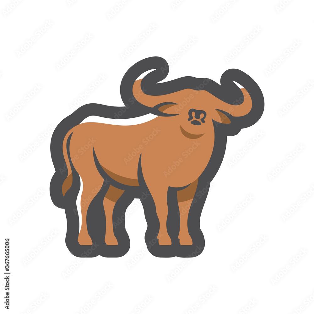 Buffalo. Bull silhouette. Vector icon Cartoon illustration.