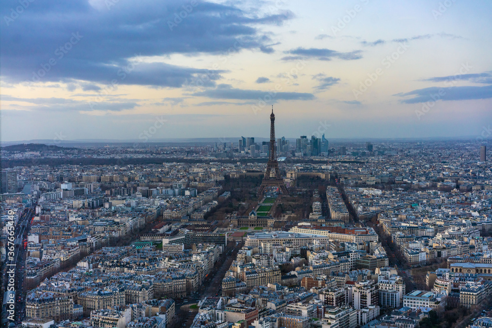 Aerial view of city Paris, the capital in France, at sunset. Aerial view of city Paris, the capital in France, at sunset.