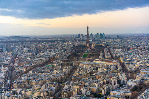 Aerial view of city Paris, the capital in France, at sunset. © Zimu