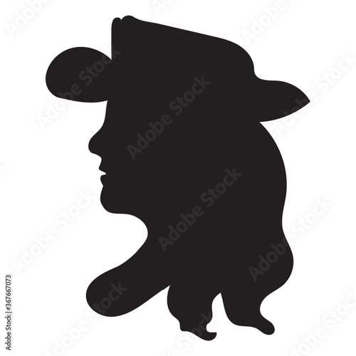 silhouette of a woman wearing cowboy hat
