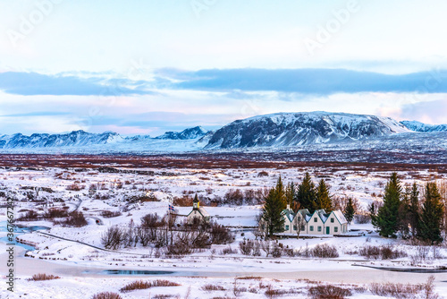 Wallpaper Mural Thingvellir National Park in Iceland at sunrise, in winter time. Torontodigital.ca