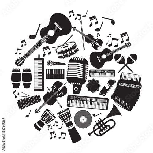 collection musical instruments
