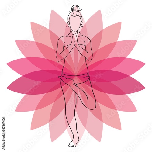 woman practicing yoga in tree pose