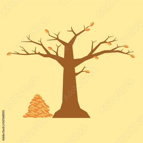 autumn tree with fallen leaves