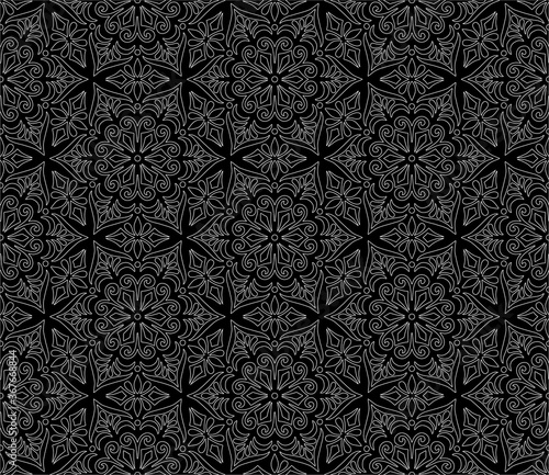 Abstract patterns seamless black and white doodle Sketch