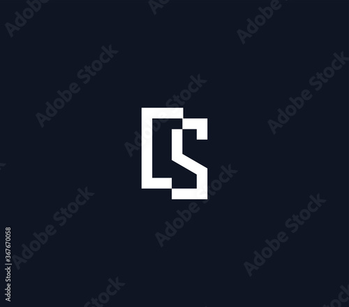 letter CS geometric logo design template 