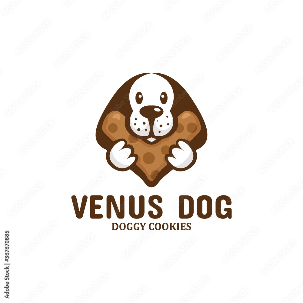 dog logo with letter v as cookies vector illustration