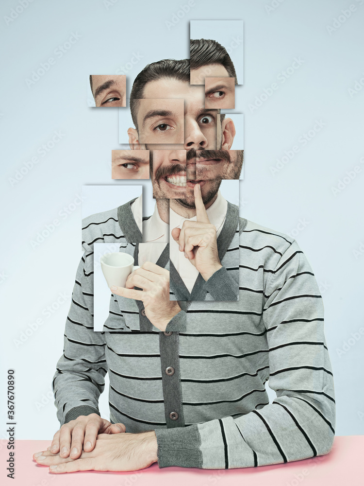 Ταπετσαρία Surreal portrait of man made of different pieces of photos
