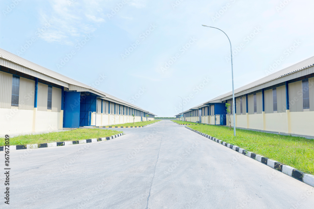 Exterior view of a warehouse building Exterior view of a warehouse building