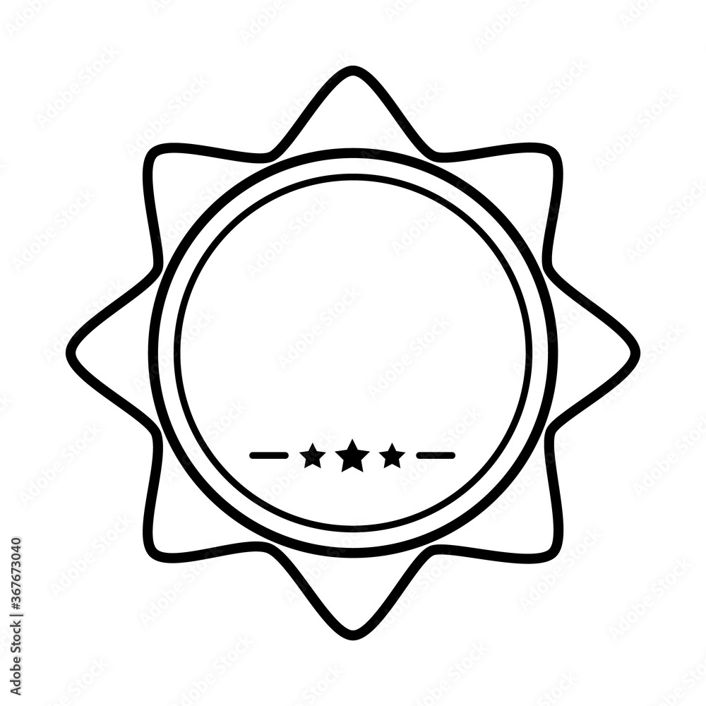 decorative seal stamp with sun shape icon, line style decorative seal stamp with sun shape icon, line style