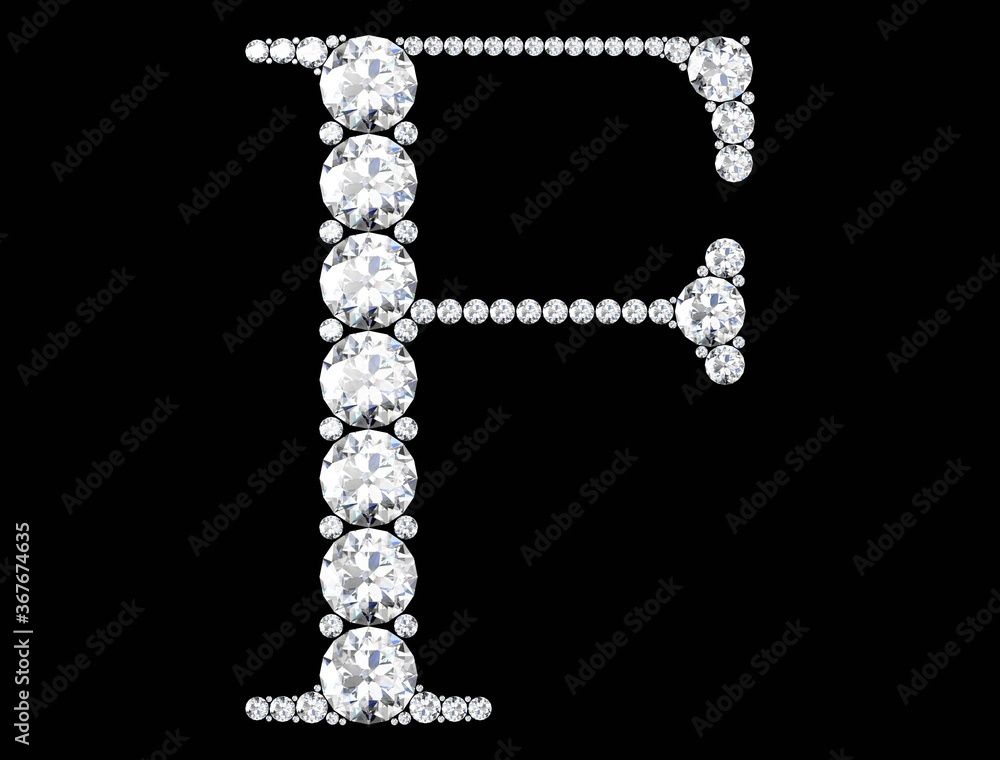 Diamond letters with gemstones isolated on black. 3D rendering Diamond letters with gemstones isolated on black. 3D rendering