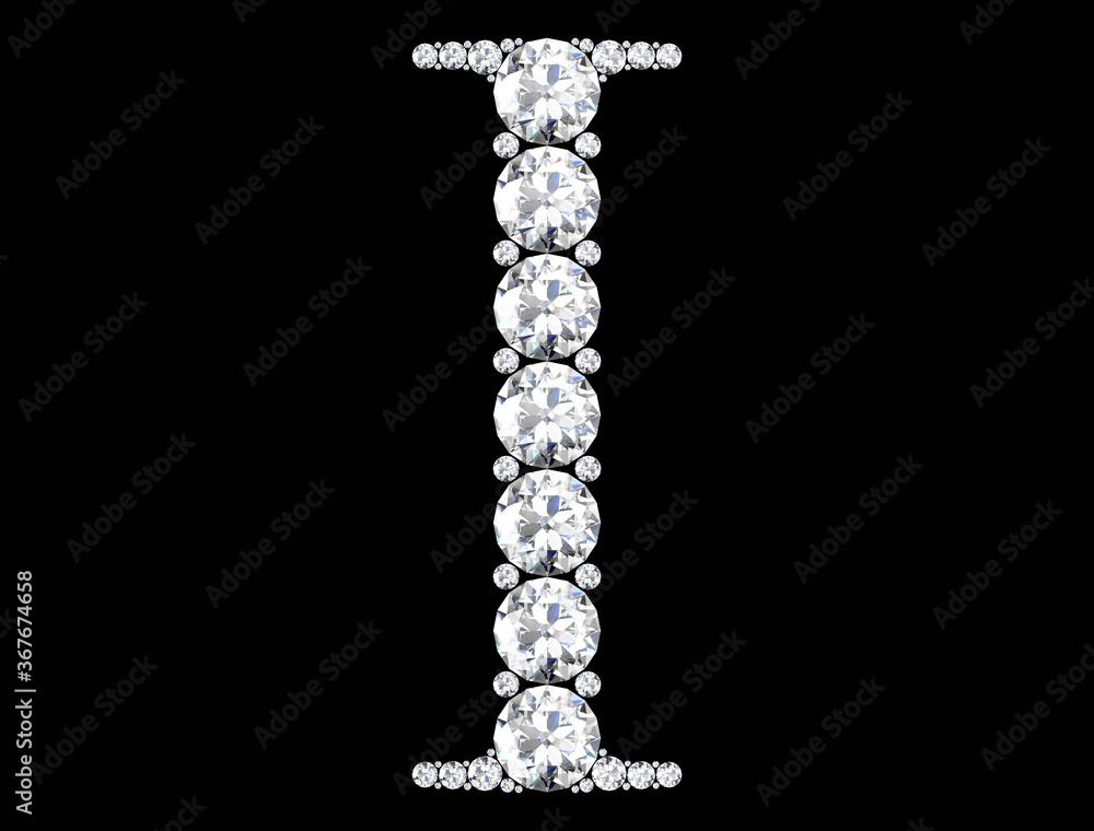 Diamond letters with gemstones isolated on black. 3D rendering Diamond letters with gemstones isolated on black. 3D rendering