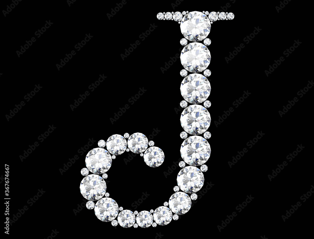 Diamond letters with gemstones isolated on black. 3D rendering Diamond letters with gemstones isolated on black. 3D rendering