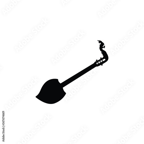 Mandolin music instrument silhouette vector on white background