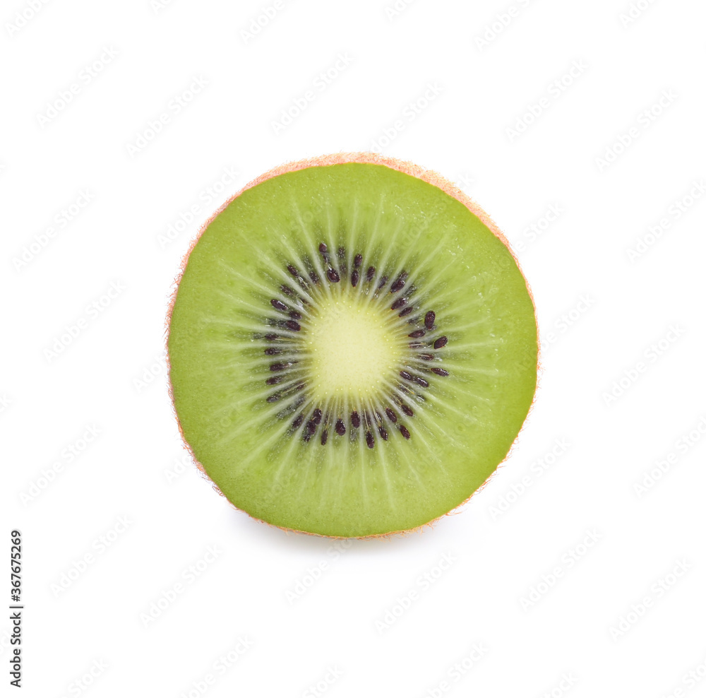 Single half of ripe juicy kiwi fruit isolated on white background Single half of ripe juicy kiwi fruit isolated on white background