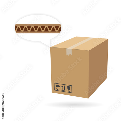 Cardboard box mockup. Isolated on white background. Vector carton packaging box image.