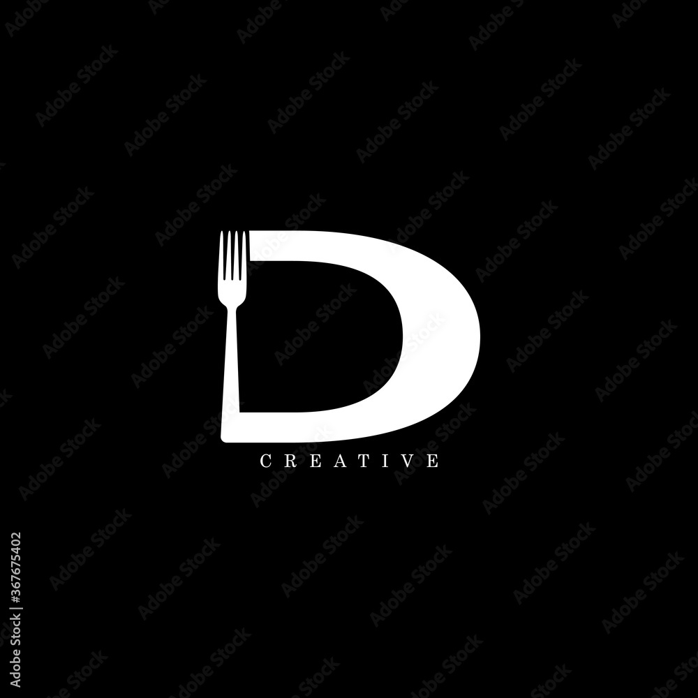 Fork concept simple flat D letter logo design Fork concept simple flat D letter logo design