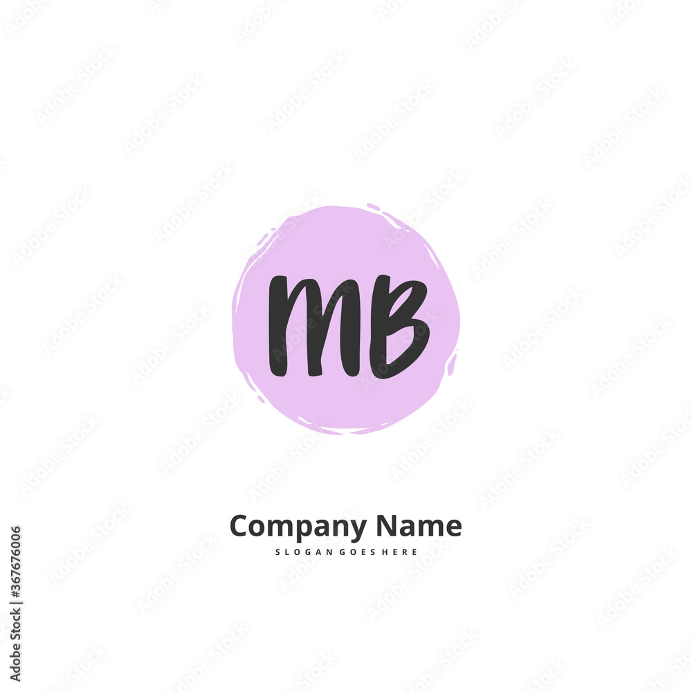 M B MB Initial handwriting and signature logo design with circle. Beautiful design handwritten logo for fashion, team, wedding, luxury logo.