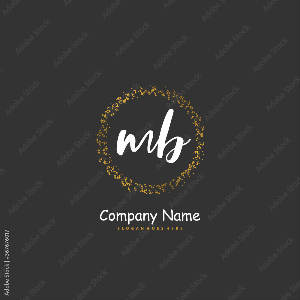 M B MB Initial handwriting and signature logo design with circle. Beautiful design handwritten logo for fashion, team, wedding, luxury logo.