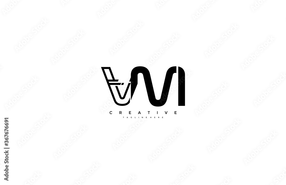 Obraz premium Vector Abstract Minimalism Modern Linked Monogram Letter VM Logo