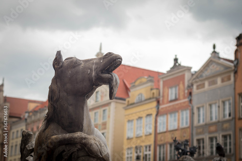 Gdansk, Poland, July 5, 2020, part of Neptune Statue i Gdansk 