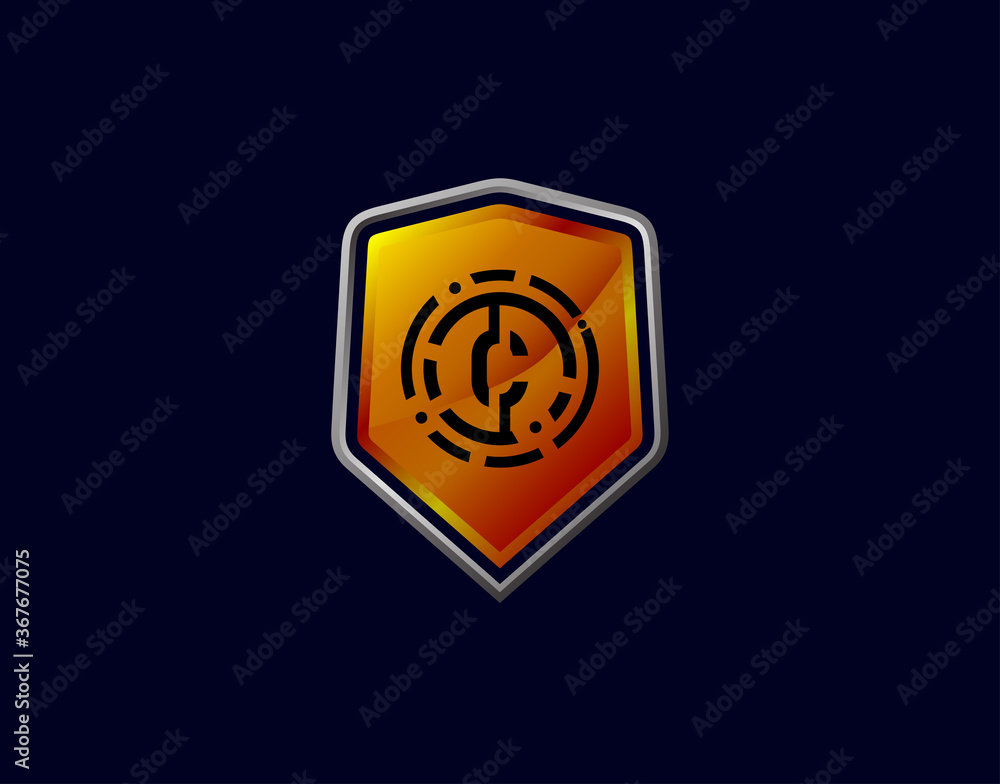 C Letter Logo With Gear Circle Pixel and Modern Shield Design. Security C Icon Protection Design Template. C Letter Logo With Gear Circle Pixel and Modern Shield Design. Security C Icon Protection Design Template.
