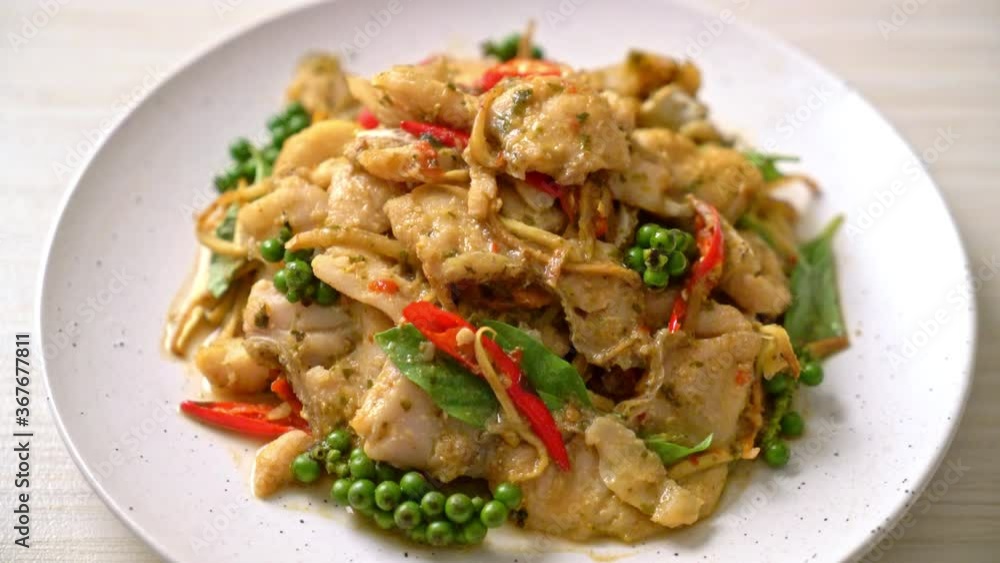 stir fried holy basil with fish and herb - Asian food style stir fried holy basil with fish and herb - Asian food style